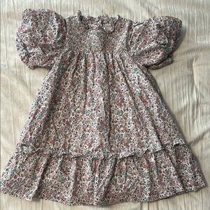 Janie and Jack Pink and Brown Ruffled Smocked Sundress